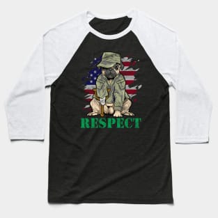 Military Pug Dog Veteran US Army American Flag Gift Baseball T-Shirt